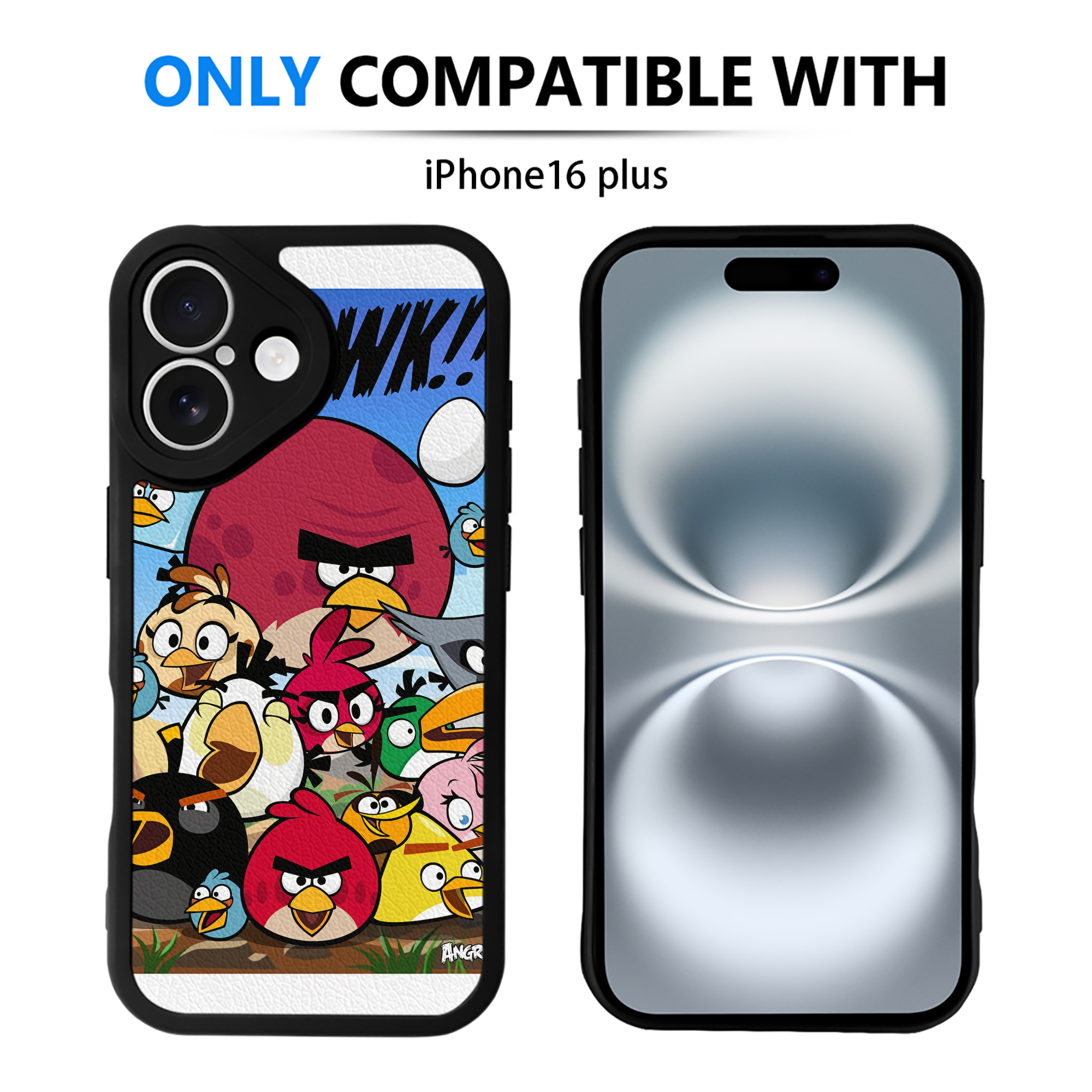 （画像用） Angry Birds アングリーバード 【iPhone 16シリーズ対応】シリコンスマホケース（レザー調） 材質：シリコン